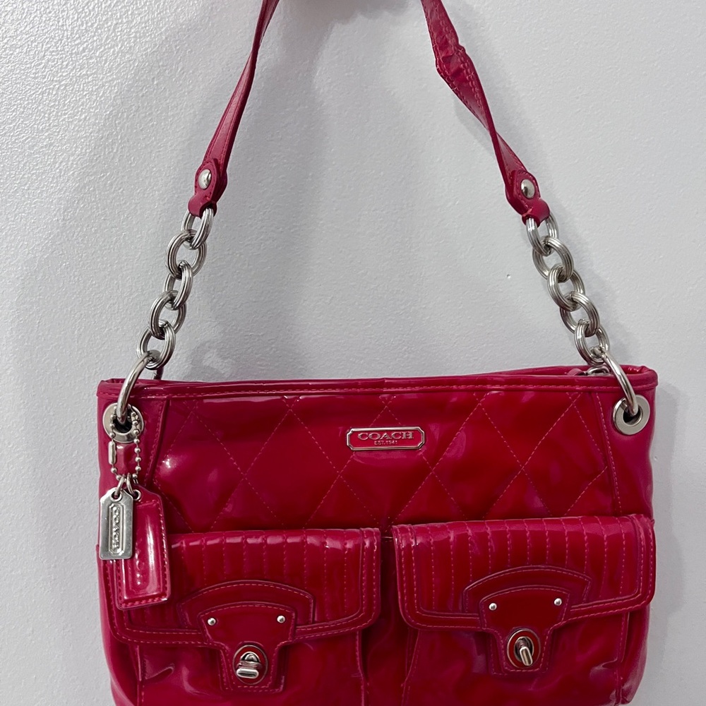 Coach Cherry Red Quilted Shoulder Bag